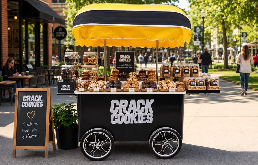 crack cookies food cart